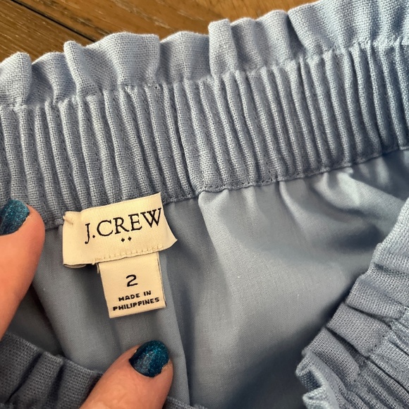 NWOT J crew mini linen skirt blue - Picture 2 of 4